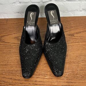 F for Fortuna Valentino sparkling mules Sz 40.5eu or 9.5 us narrow 4.5” heels